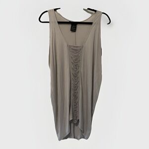 Rock & Republic Tank Top Size Large Taupe Scoop‎ Neck Sleeveless Fringe Accent